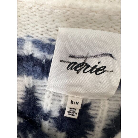 AERIE Quarter Zip Sweater Fair Isle Cozy Soft Thick Chunky Nordic Size Medium - Picture 6 of 10